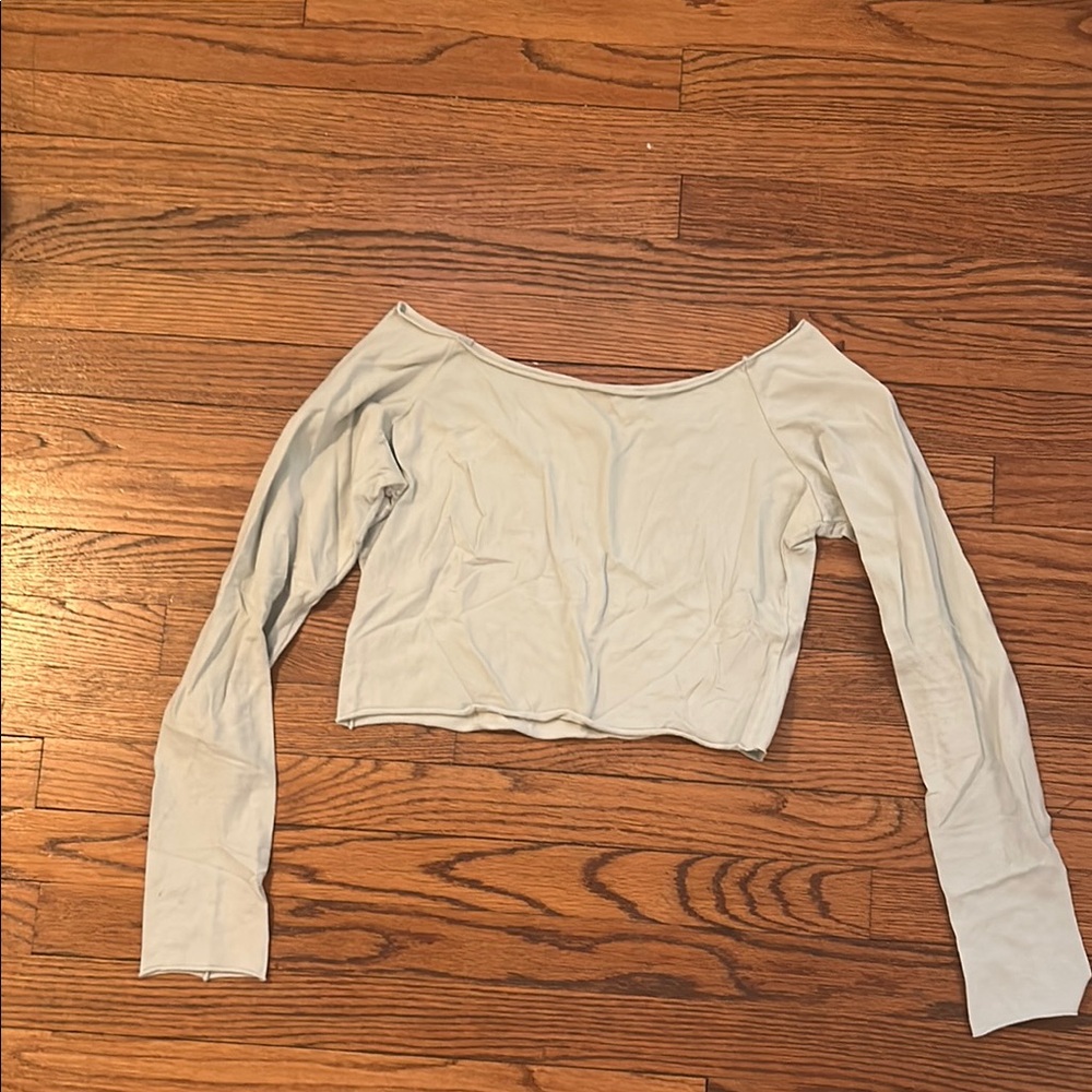 Women's Off-Shoulder Long Sleeve Top - Light Gray